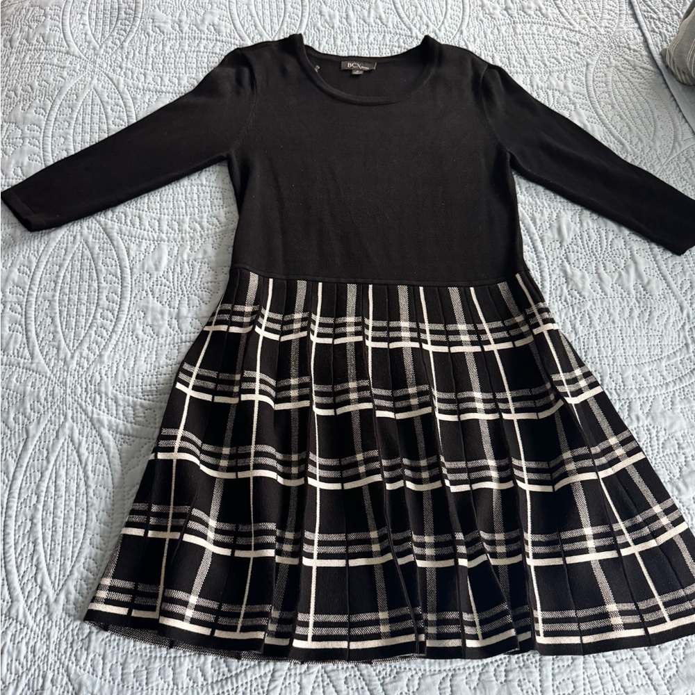 BCX Black and White Checkered Dress